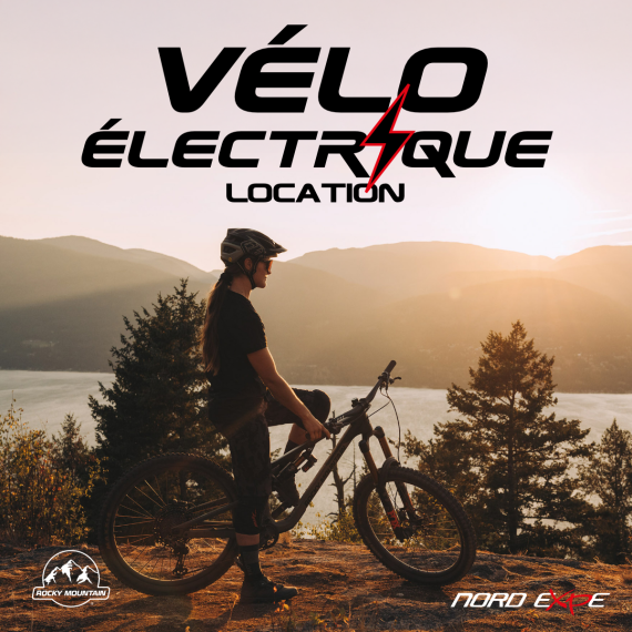 Femme en vélo à assistance électrique dans les montagnes de Charlevoix loué chez Nord Expé